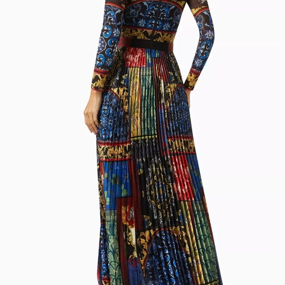 Alice + Olivia Blue and Red Patterned Midi Dress - Picture 3 of 6